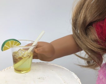 Refreshing Limeade drink with Lime, for dolls like American Girl, Elf on the Shelf, Figurines, and other 18" dolls.