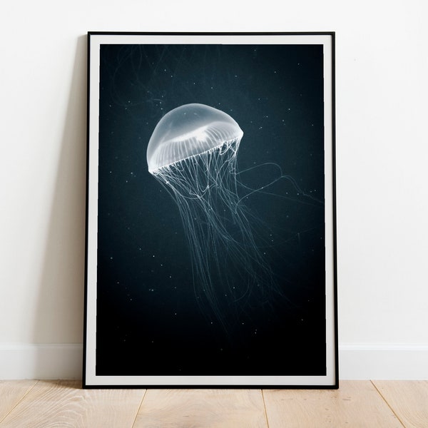 Printable Jellyfish Underwater Ocean Photograph Nautical Print