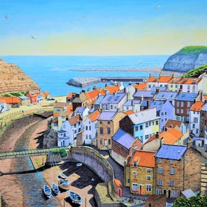 Staithes, square canvas reproduction of an original painting
