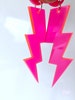 Hot Pink Neon Lightning Bolt Earrings Fluoro Acrylic Choose Your Size 