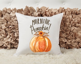Morning Pumpkin Pillow, Pumpkins, Sunflower,Fall decor, Fall pillow, Accent Pillow, Vintage Gift, Personalized Pillow, Custom Home Decor,