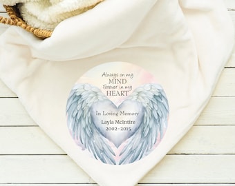 Engelsflügel Gedenkdecke, Gedenkdecke, Namenswurf, Minky, Sherpa, Geschenk für Sie, Geschenk für Ihn,