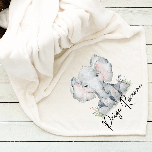 Elephant Blanket, Personalized Baby Blanket, Gift for girl, Baby Shower Gift, Baby Blanket, Custom Baby Blanket, safari,
