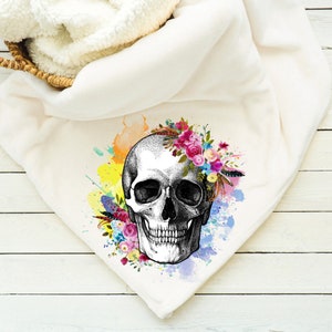 Skull Blanket, Throw, Minky, Sherpa, Gift for her, Gift for Him