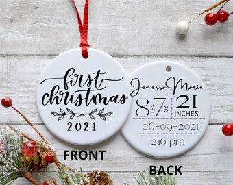 First Christmas, Birth Stat Ornament, Baby Ornament, Custom, Personalized, Newborn, Merry Christmas,