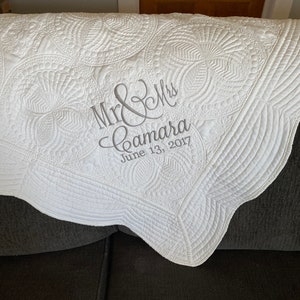Monogrammed Quilt, Personalized Wedding Gift, Wedding Gift, Personalized Quilt, Keepsake Gift,  Bridal Shower Gift, Initials, Heirloom Quilt
