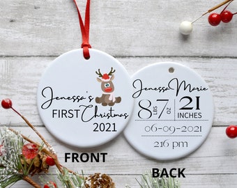 First Christmas Ornament, Baby Ornament, Custom, Personalized, Newborn, Merry Christmas, Baby's First Christmas