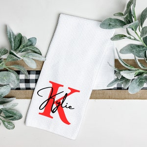 Monogramm Geschirrtuch, Geschirrtuch, Waffelgewebe, Geschirrtuch, Küchentuch, Personalisiertes Geschirrtuch, Einweihungsparty Geschenk, Küchentuch