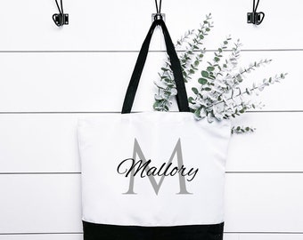Monogrammed Tote Bag, Eco Friendly Bag, Shopping Accessory, Reusable Grocery Bag, Canvas Bag, Gift for Her, Personalized, Name