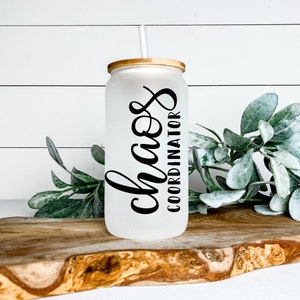 Chaos Coordinator Libbey Glass Tumbler, Iced Coffee Cup, 16 oz, Beer Can Glass