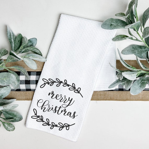 Holiday Personalized Bathroom Hand Towels -Cotton- Embroidered