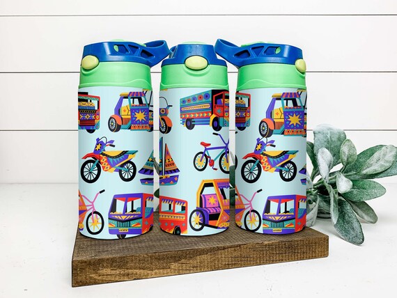 Personalized Flip Top Kids Cup, Kids Tumbler, Cars, Vehicles, Bus,  Motorcycle, Sippy Cup, Custom 12 Oz Water Bottle, Toddler Cup, 