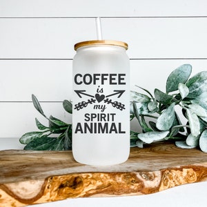 Kaffee ist mein Spirit Animal Libbey Glasbecher, Eiskaffeetasse, 16 oz, Bierdosenglas