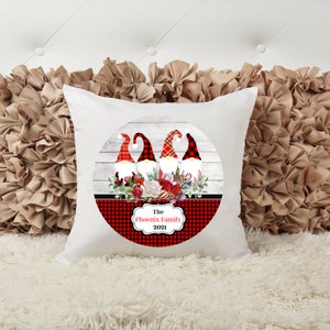 Gnomes, Christmas Gnomes, Happy Holidays, Personalized, Family, Christmas, Accent Pillow, Custom Home Decor, Winter Collection