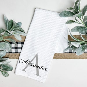 Name Geschirrtuch, Geschirrtuch, Waffelgewebe, Küchentuch, Einweihungsgeschenk, Personalisiertes Küchentuch