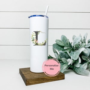 Alphabet Becher, Namensbecher, Buchstabe L, Floral, Gold, Geschenk für sie, Geburtstagsgeschenk, Muttertagsgeschenk, Geschenk für Mama, personalisiert, individuell