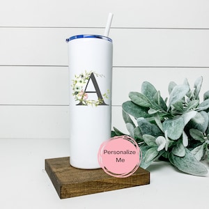 Alphabet Becher, Name Becher, Buchstabe A, Floral, Gold, Geschenk für sie, Inspiration, Geburtstagsgeschenk, Muttertagsgeschenk, Teebecher