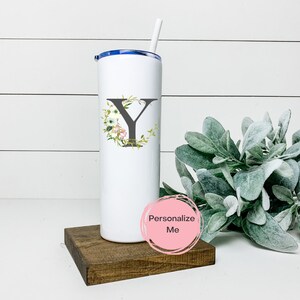 Alphabet Becher, Namen Becher, Buchstabe Y, Floral, Gold, Geschenk für sie, Geburtstagsgeschenk, Muttertagsgeschenk, Geschenk für Mama, personalisiert, individuell