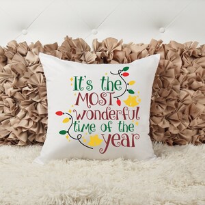 Its the most wonderful time of the year, Accent Pillow Cover, Mom Gift, Custom Home Decor, Winter Collection