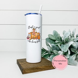 Solo una ragazza che ama l'autunno Tumbler, 20oz, leopardo, zucca, vintage, decorazioni autunnali, collezione autunnale, personalizzato,