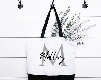 Monogrammed Tote Bag, Eco Friendly Bag, Shopping Accessory, Reusable Grocery Bag, Canvas Bag, Gift for Her, Personalized, Name