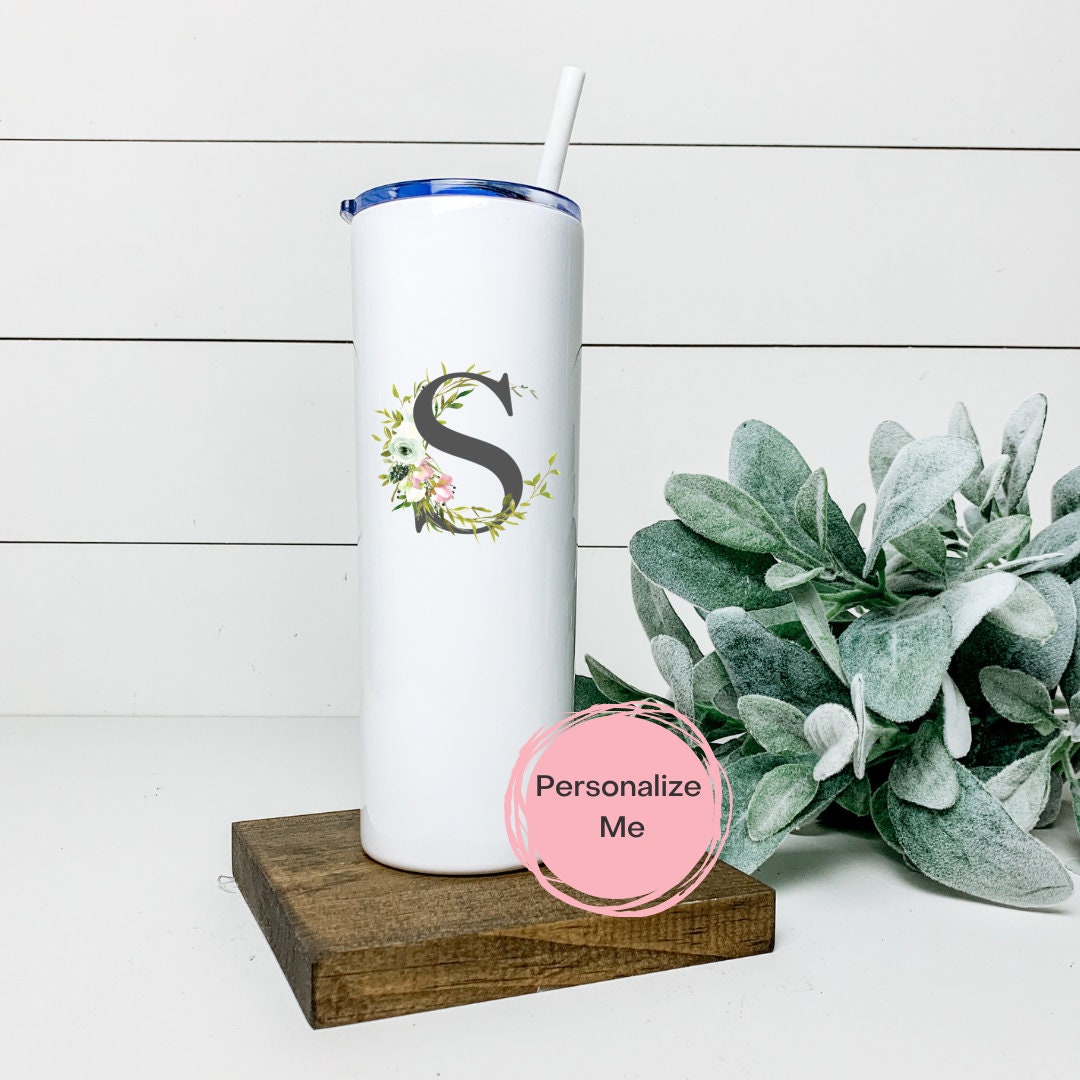 Personalized Initial Tumbler With Monogrammed Letter Sunflower - Sandjest