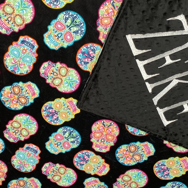 Pink Sugar Skull Floral Blanket