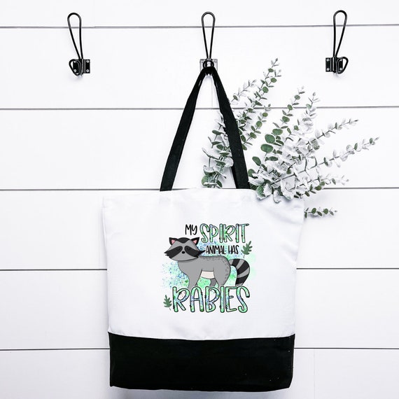 My Spirit Animal Has Rabies Tote Bag Eco Friendly Bag Shopping Accessory Reusable Grocery Bag Gift for Mom Raccoon Etsy