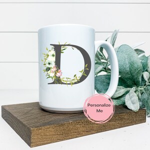 D Kaffeebecher, Alphabet Becher, Buchstabe D, Blumen, Gold, Geschenk für ihn, Geschenk für sie, Inspiration Kaffeebecher, Teebecher