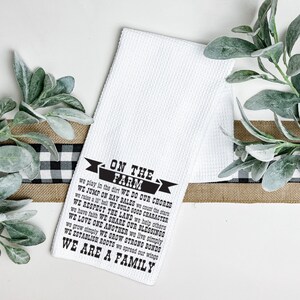 On the Farm Tea Towel, Take out, Dish Towel, Waffle Weave, Kitchen Towel, Housewarming gift,