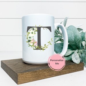 T Kaffeebecher, Alphabet Becher, Buchstabe T, Floral, Gold, Geschenk für ihn, Geschenk für sie, Inspirationskaffeebecher, Teebecher