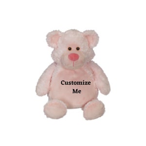 Bear, Pink Bear, Personalized Baby Gift, Personalized Stuffed Animal, Birth Stats, Embroidered, Birth Announcement, Baby Shower Gift, Moose