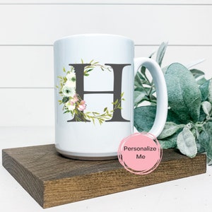 H Kaffeebecher, Alphabet Becher, Buchstabe H, Floral, Gold, Geschenk für ihn, Geschenk für sie, Inspiration Kaffeebecher, Teebecher