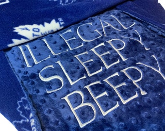 Personalized, Minky, Toronto Maple Leafs, Navy, White, Hockey Blanket, Adult Blanket, Hockey Fan,  Baby Shower Gift, Birth Stat, Leafs Fan