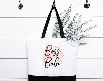 Boss Babe Tote Bag, Eco Friendly Bag, Shopping Accessory, Reusable Grocery Bag, Canvas Bag, Gift for Her, Gift For Mom