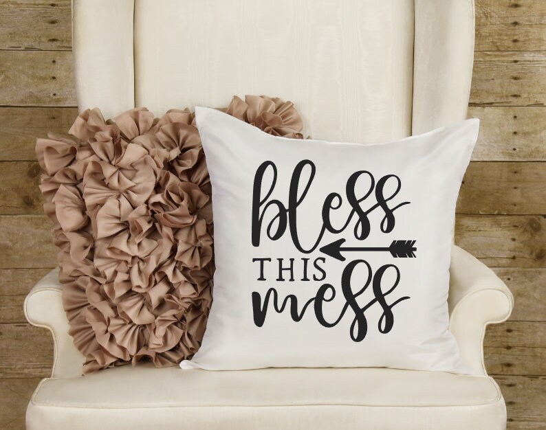 Bless This Mess, Accent Pillow, Personalized Gift, Personalized