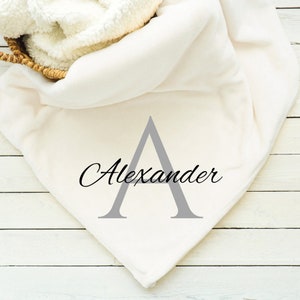 Monogrammed Blanket, Custom Blanket, Name Throw, Minky, Sherpa, Gift for her, Gift for Him,