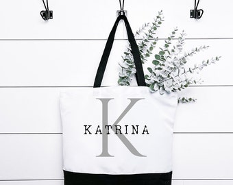 Monogrammed Tote Bag, Eco Friendly Bag, Shopping Accessory, Reusable Grocery Bag, Canvas Bag, Gift for Her, Personalized, Name