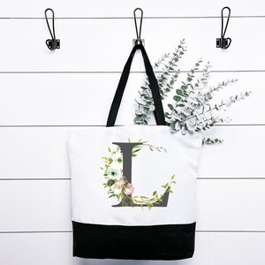 Carta L Tote, Bolsa de mano monograma, Bolsa ecológica, Accesorio de compras, Bolsa de comestibles reutilizable, Regalo para mamá, Regalo para ella, Regalo para mamá