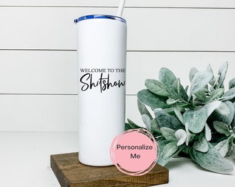 Willkommen im Shitshow Becher, Erwachsenen Humor, Schimpfwort Tumbler, Floral, Geschenk für Sie, Gag Geschenk, Lustig, Personalisiert, Einhorn