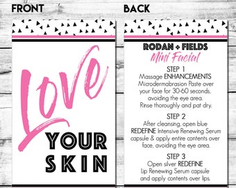 Valentine’s Day Mini Facial Card | Rodan + Fields Give it a Glow | INSTANT DOWNLOAD | Love Your Skin & Give it a Glow | Mini Facial Sample