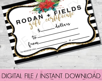 Rodan and Fields Gift Certificate | INSTANT DOWNLOAD | HOLIDAY Stripes