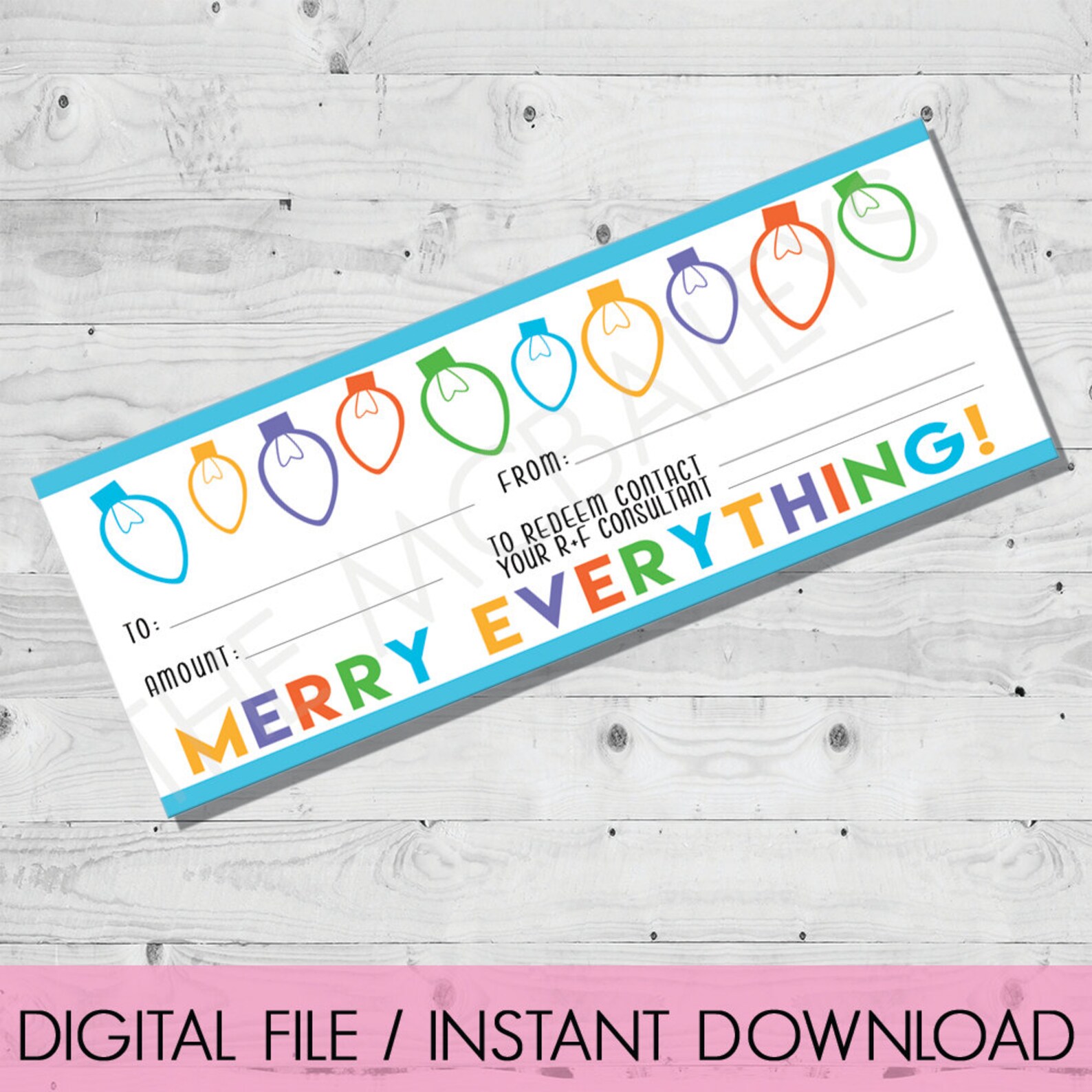 Rodan Fields Holiday Gift Certificate INSTANT DOWNLOAD Etsy