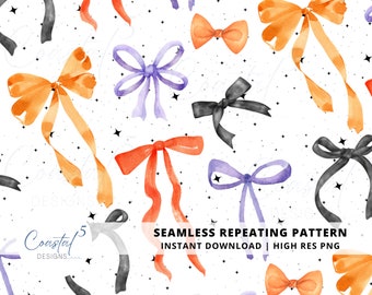 Coquette Halloween Seamless Pattern, Girly Halloween Pattern, Fall Coquette Surface Pattern, Cute Halloween Sublimation, Halloween Bows