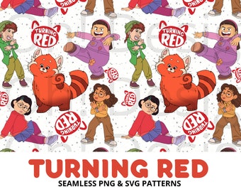 Turn Red Seamless Pattern | Red Panda Seamless Pattern | Red Panda Gang | Red Panda PNG | Red Panda | Turning Red Pattern