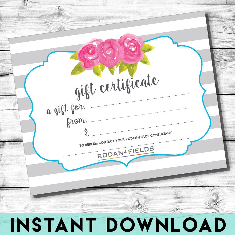Rodan and Fields Gift Certificate INSTANT DOWNLOAD Gray and White Stripes - Etsy rodan-and-fields-gift-certificate-instant-download-gray-and-white-stripes-etsy