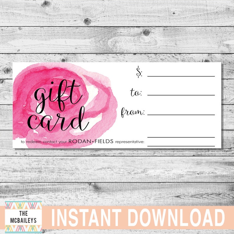 Rodan and Fields Gift Certificate 4x8 INSTANT DOWNLOAD image 1