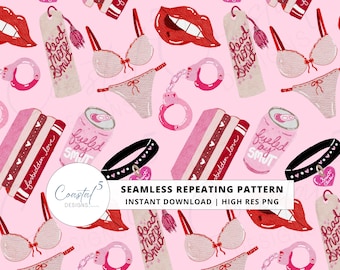 Smut Lovers Seamless Pattern | 300 DPI PNG Download for Digital Papers Vinyl Fabric Surface Design Bookish Book Lovers Smut Png Romance