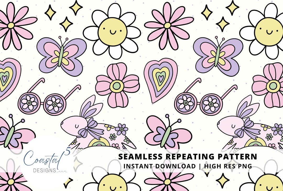 Easter Seamless Pattern, Retro Spring Digital Design, Spring Repeating ...