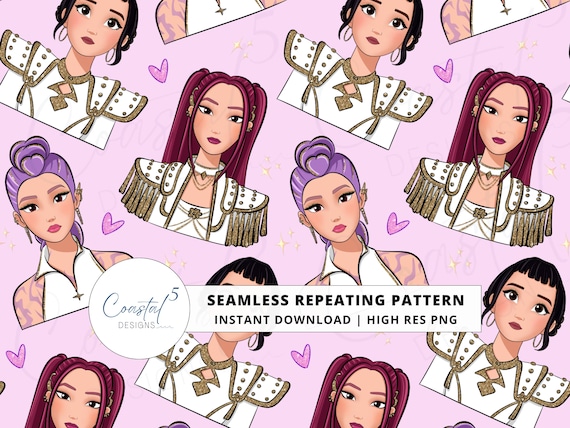 KPop Hunters Seamless Pattern, K Pop Demon Repeating Pattern, Kids Fabric, Surface Pattern, K Pop Surface Pattern